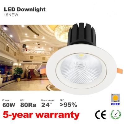 China Dimming 60W Recessed LED Downlight 5200LM High lumens CREE COB Stores LED illumination for sale