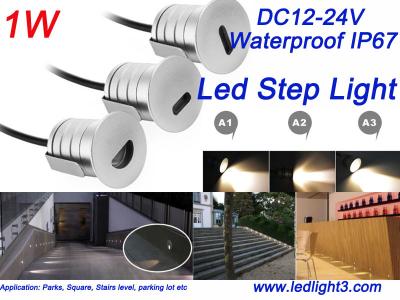 China Mini 1W Led Inground Lighting Step light IP67Waterproof DC12-24V Led lamp three ways of lighting outlet Wall lamp for sale