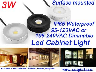 China Dimmable 3W LED Light Surface install Mini LED Cabinet Light IP65 COB Led Lamp Lighting fixture for sale