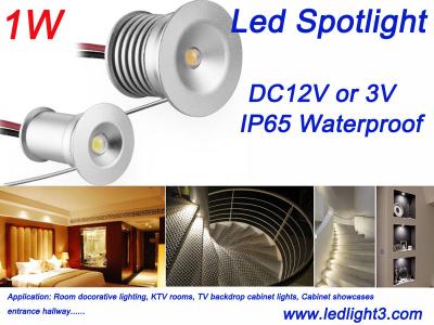 China DC12V  3V IP65 Waterproof 1W Mini LED Spotlight  Epistar CREE COB Indoor Led lighting Red, Green light for sale