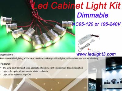 China 9PCS*3W Mini Led Cabinet Light +Driver Kit Dimmable Recessed Downlight home decorative lighting for sale