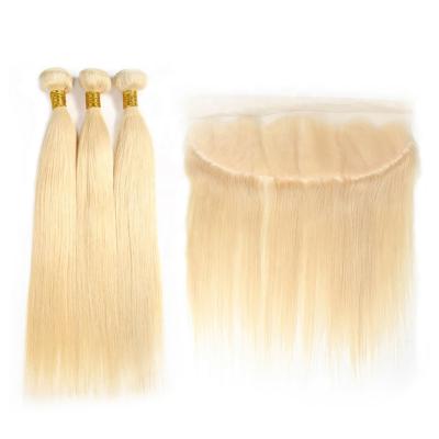 China Straight Factory Blonde Straight 613 Mink Brazilian Virgin Cuticle Aligned Human Hair Bundles With Headband for sale