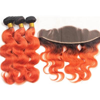 China Body Wave Highknight Brazilian Virgin Hair Cuticle Aligned Hair 1B T 350 Orange Hair Bundles for sale