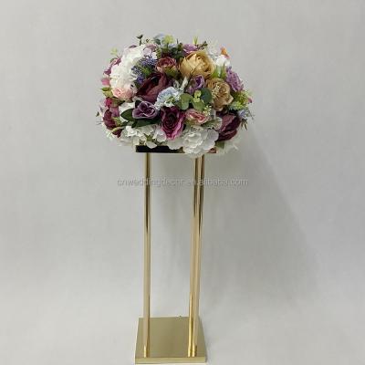 China Decoration 80CM Tall Gold Metal Flower Arrangement Centerpiece Stand for sale