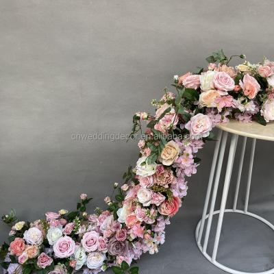 China Best Selling Artificial Flower Runner Wedding Table Runner Wedding Decoration Fancy Floral Stage Background for sale