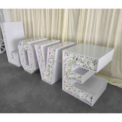 China Event Decoration White Acrylic Filled Letter Table With Flowers To Wedding Backdrop for sale