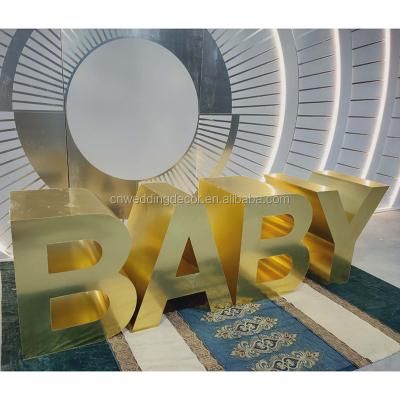 China New Design Event Decoration Baby Shower Acrylic Gold Mirror Letter Table Decoration for sale