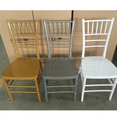 China Elegant Restaurant Furniture White And Silver Resin Stacking Chiavari Chair for sale