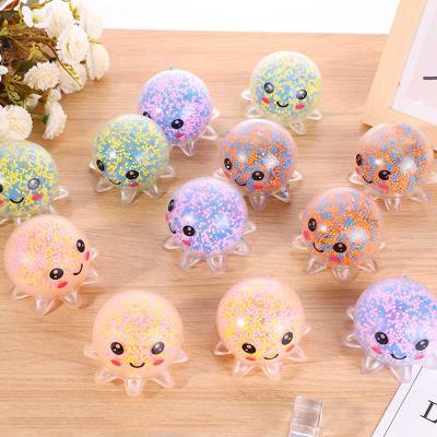 China Sustainable Glowing Light Squid Vent Ball Squeeze Toy Decompression Toy Soft Sensory Bubble Octopus Ball Stress Relief Toy For Kids Gift for sale