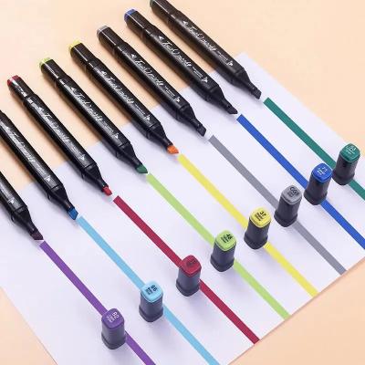 China Eco-friendly Non-toxic 2023 Kids Art Mark Pen Drawing Toy Color Drawing Accessories Oily Double Head Color Mark Pen Manga Art Painting Brush for sale