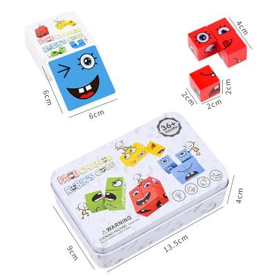 China Eco-friendly Non-toxic Hot selling face changing cube puzzle blocks children's wooden puzzle toys learning games party challenges interactive toys for sale