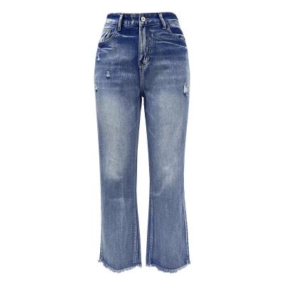 China QUICK DRY Custom made in China Straight Leg Denim Jeans Women High Waist Cargo Pants Multi Cargo Pockets Denim Jeans for sale