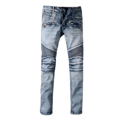 China Waterproof New Biker Men Blue Jeans Ripped Slim Fit Hip Hop Denim Men`s Jeans High Quality Motorcycle Zipper Pants for sale