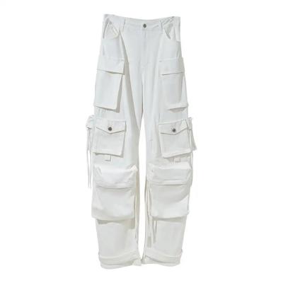 China QUICK DRY High Quality Multi-Pocket women cargo pants wide leg custom jeans streetwear baggy for sale