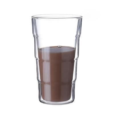 China Wholesale Viable Wall Coffee Cup Double Wall Borosilicate Glass Juice Cup Beer Glass for sale