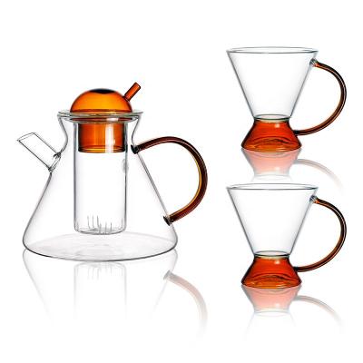 China 2021 SALES GLASS JAR BOROSILICATE GLASS TEA SET HEAT RESISTANT HAND MADE HOT TEAPOT viable for sale