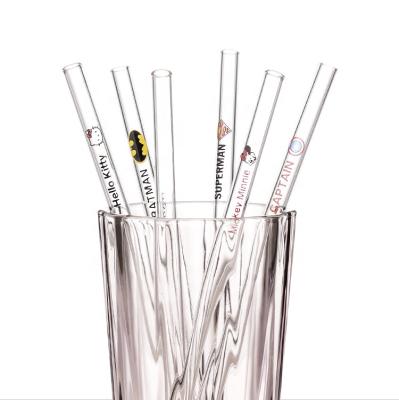 China Custom Viable Drinking Straw High Borosilicate Glass Straw High Borosilicate Glass Straw Set Clear Glass Set With Cleaning Brush for sale