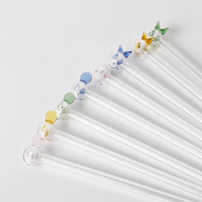 China Viable Animal Shape Straw High Borosilicate Glass Straw Creative Cute Colorful Small Milk Fish Good Price For Sale for sale