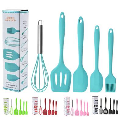 China Hot Viable Heat Resistant Silicone Kitchen Utensils Silicone Food Tool 5pcs Kitchen Sale Baking Utensils Set for sale