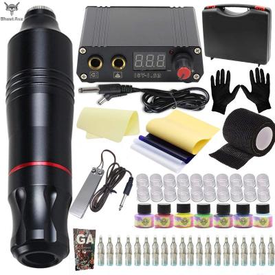 China Tattoo Shops Ghostaxe Professional High Quality Tattoo Pen DC/RCA Tattoo Machine Kit For Body Art for sale