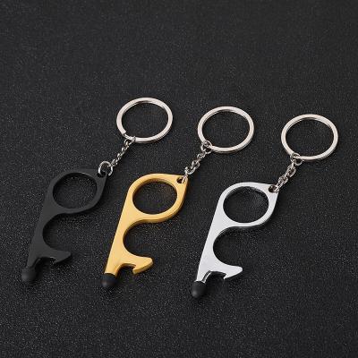 China Key Chain Sanitizer and Mask Functional Non-contact Self-Defense Hand Holders Set Door Opener Tool with Screen Touch Stylus for sale