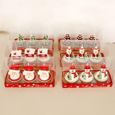 China Fashion 3-Pieces Christmas Candle Set Santa Claus Tree Snowman Carnival Dining Christmas Candle Set For Christmas Gift Set for sale