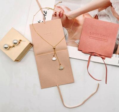 China Custom Made Velvet Deerskin Double Layer Necklace Jewelry Wrap Cloth Flap Jewelry Bag Dishonest Side Flap Pocket for sale