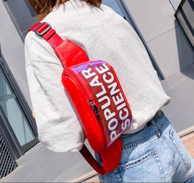 China Water Proof Korean Version New PU Luminous Face Shine Colorful Female Fanny Pack Fashion Personality Trunk Bag for sale