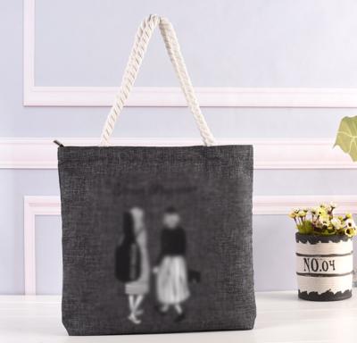 China Wholesale Custom Print Eco-Friendly Canvas Handle Promotional 100% Cotton Canvas Tote Bag for sale