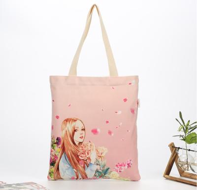 China Large Eco-friendly Canvas Handbag Cotton Leather Handle Market Tote Eco-Friendly Canvas Bag for sale