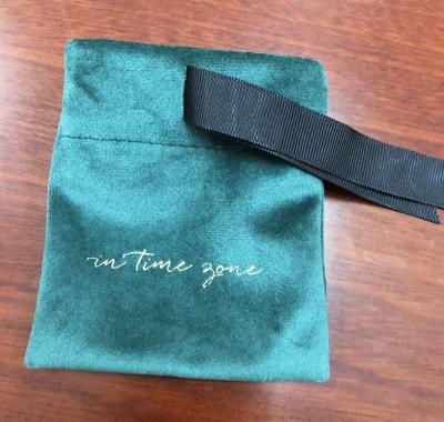 China Delicacy Jasmine Velvet Jewelry Bag Small Pouches Velvet Fabric Bag Dark Green High-Grade Breathable Jewelry Accessories for sale