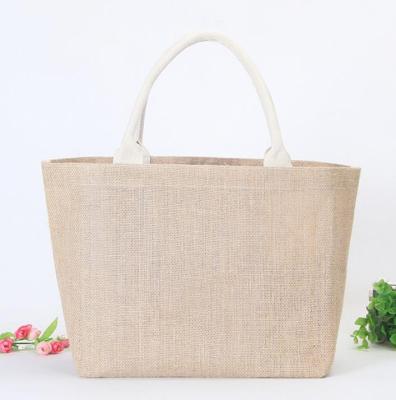 China Custom Wholesale Manufacturers Eco Jute Tote Bag Fine Canvas Empty Handbag for sale