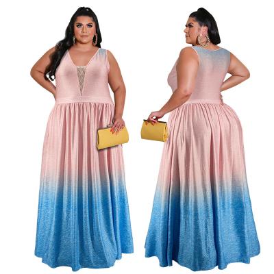 China Breathable elegant temperament long skirt and sleeveless style plus size women dress 2021 for sale