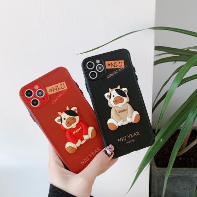 China Anti-drop Designer Aesthetic Cute 3D Cow Cartoon IMD Shockproof Mobile Phone Case For iPhone 12 11 pro X Max XS 7 8 plus phone cover for sale