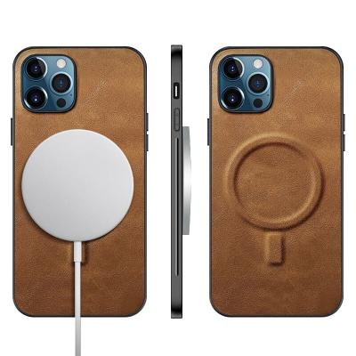 China Luxury Anti-drop Mobile Phone Wireless Charging Leather Case For Apple iPhone 12 11 Pro Max Mini X Mobile Phone Back Cover Fundas Shell for sale