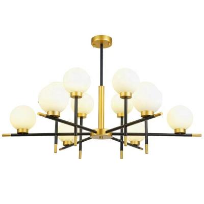 China Modern Industrial Chandelier Gold Black Glass Iron Chandelier Nordic Led Zhongshan Guzhen Chandelier for sale