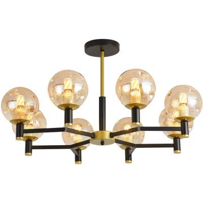 China Modern Industrial Chandelier Gold Black Glass Iron Chandelier Nordic Led Zhongshan Guzhen Chandelier for sale