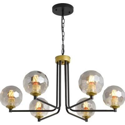 China Modern Industrial Chandelier Gold Black Glass Iron Chandelier Nordic Led Zhongshan Guzhen Chandelier for sale