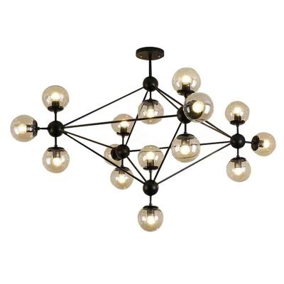 China Modern Industrial Chandelier Gold Black Glass Iron Chandelier Nordic Led Zhongshan Guzhen Chandelier for sale