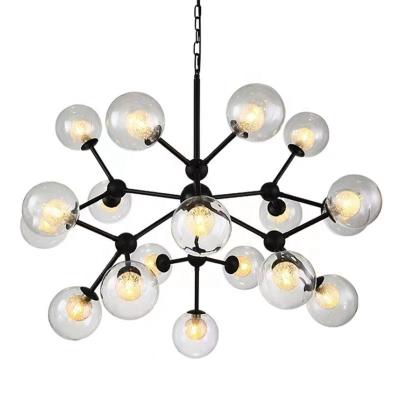 China Modern Industrial Chandelier Gold Black Glass Iron Chandelier Nordic Led Zhongshan Guzhen Chandelier for sale