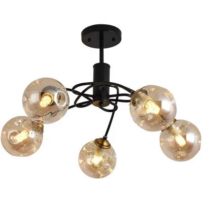 China Modern Industrial Chandelier Gold Black Glass Iron Chandelier Nordic Led Zhongshan Guzhen Chandelier for sale