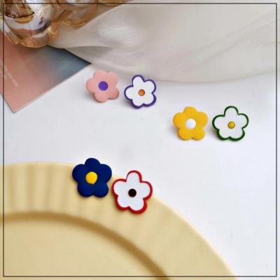 China New Vintage Candy Color Flower Stud Earring Fashion Jewelry For Girls Wholesale Accessory for sale