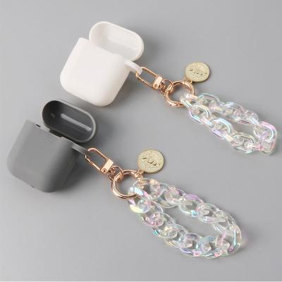 China New Alloy Promotion Gift Listing Gold Color Key Chain Button Chain Acrylic Key Pendant Ring for sale