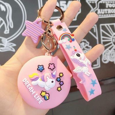 China Pocket Cheap Custom Mirror Silicone Promotion Gift Yiwu Market Cartoon Key Chain for sale