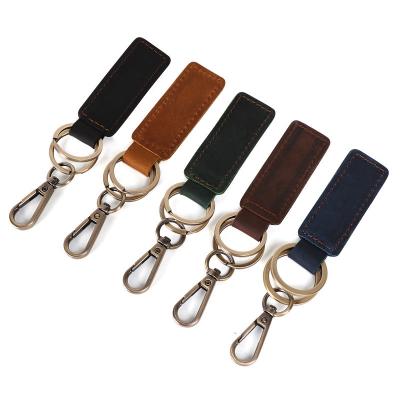 China New Fashion Retro Promotion Gift Women's Handmade Small Purse Genuine Leather Car Key Chain Key Ring Leather for sale