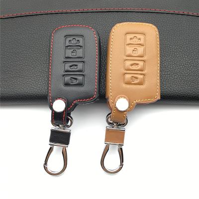 China Eco-friendly Genuine Leather Key Cover Key Chain Cases FOB Holder For Toyota Highlander RAV4 Camry Avalon Corolla 4 Buttons Smart Keys for sale