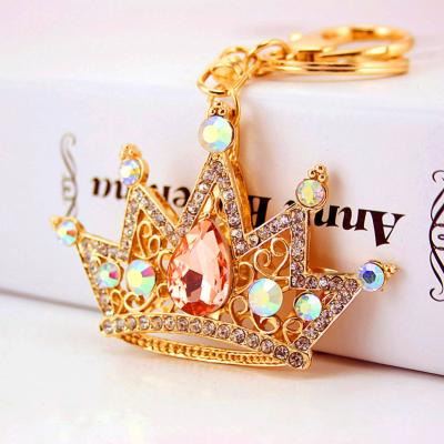 China Promotion Gift Jewelry Crystal Crown Keychain Rhinestone Keyring Creative Big Gift Key Chain Wholesale for sale