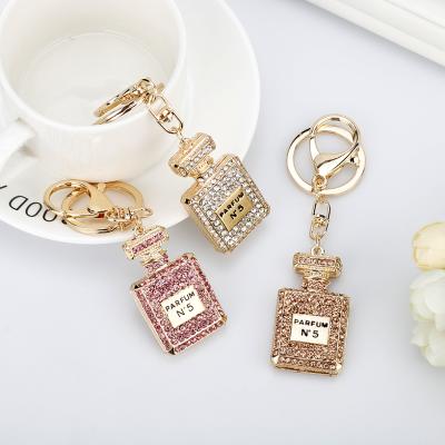 China Promotion Gift ZWD75 Fashion Perfume Bottle Jewelry 3 Colors Key Chain Rhinestone Crystal Twinkling Keyring for sale