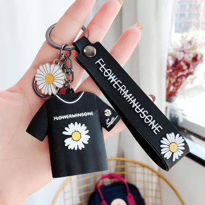 China Promotion Gift 2020 Hot Korean Custom Daisy Flower Daisy Flower PVC Rubber Pendant Key Chain for sale