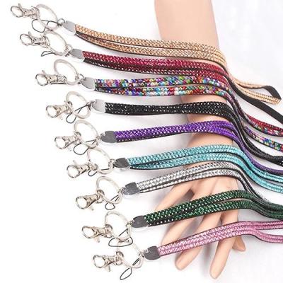 China Shiny Custom Lanyard DIY Lanyard Custom Lanyard Keychain Promotion Gift Luxury Rhinestone Neck Strap for sale